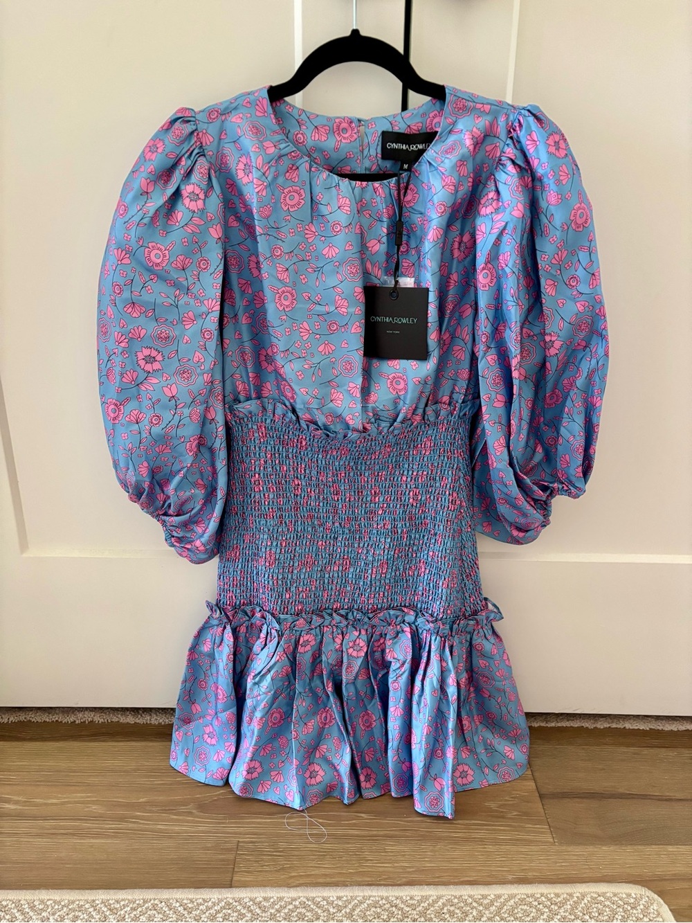 Cynthia Rowley Smocked Silk Twill Dress - Picture 5 of 8